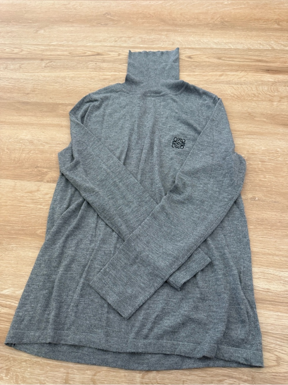 Loewe wool Grey Turtleneck Sweater with Logo